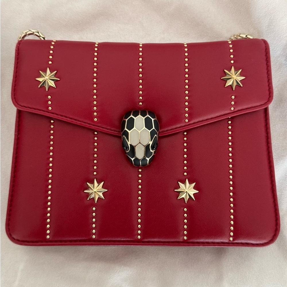 Bvlgari Serpenti Red Leather Shoulder Bag
